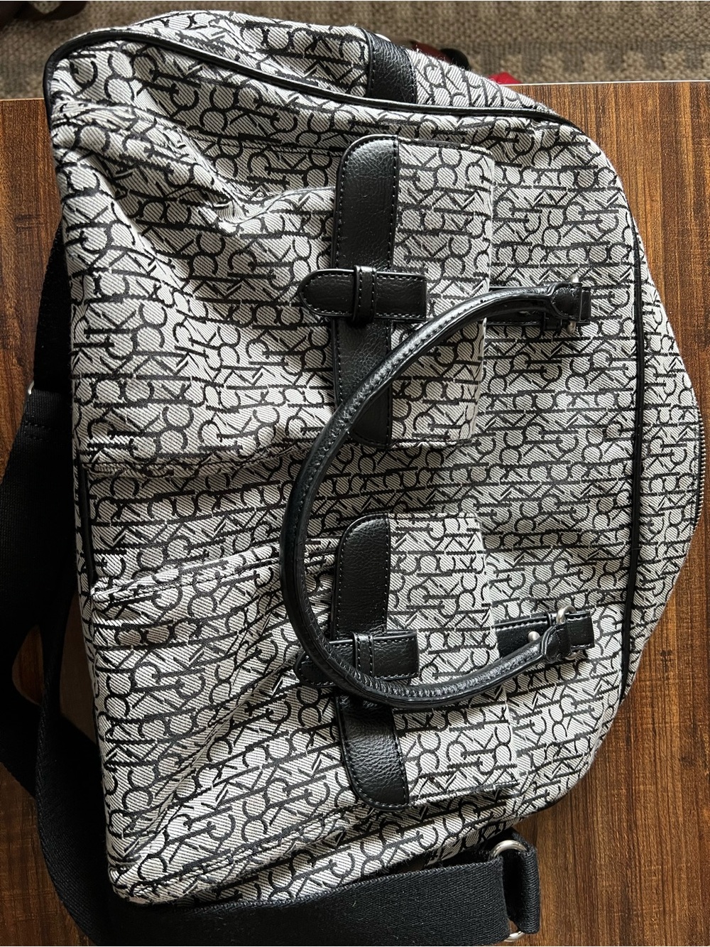 Calvin Klein Black & White Signature Monogram Duffel